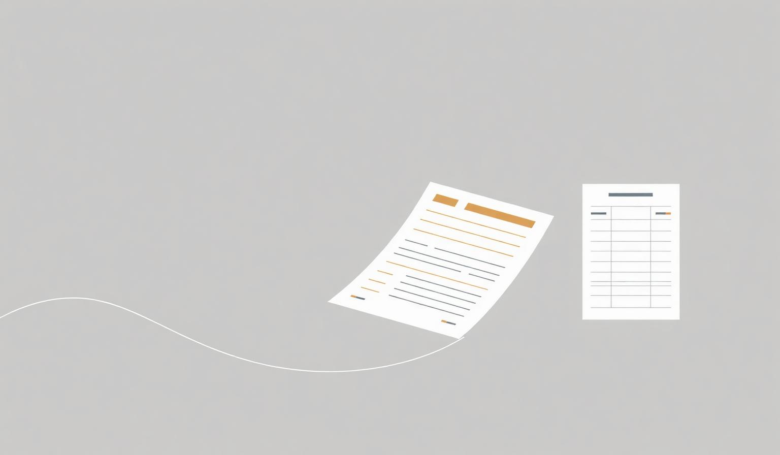 Abstract illustration of utility bills and documents flowing into a single tidy ledger sheet.